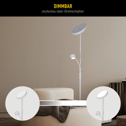 LED Stehleuchte "ROMIS" mit Lesearm weiß