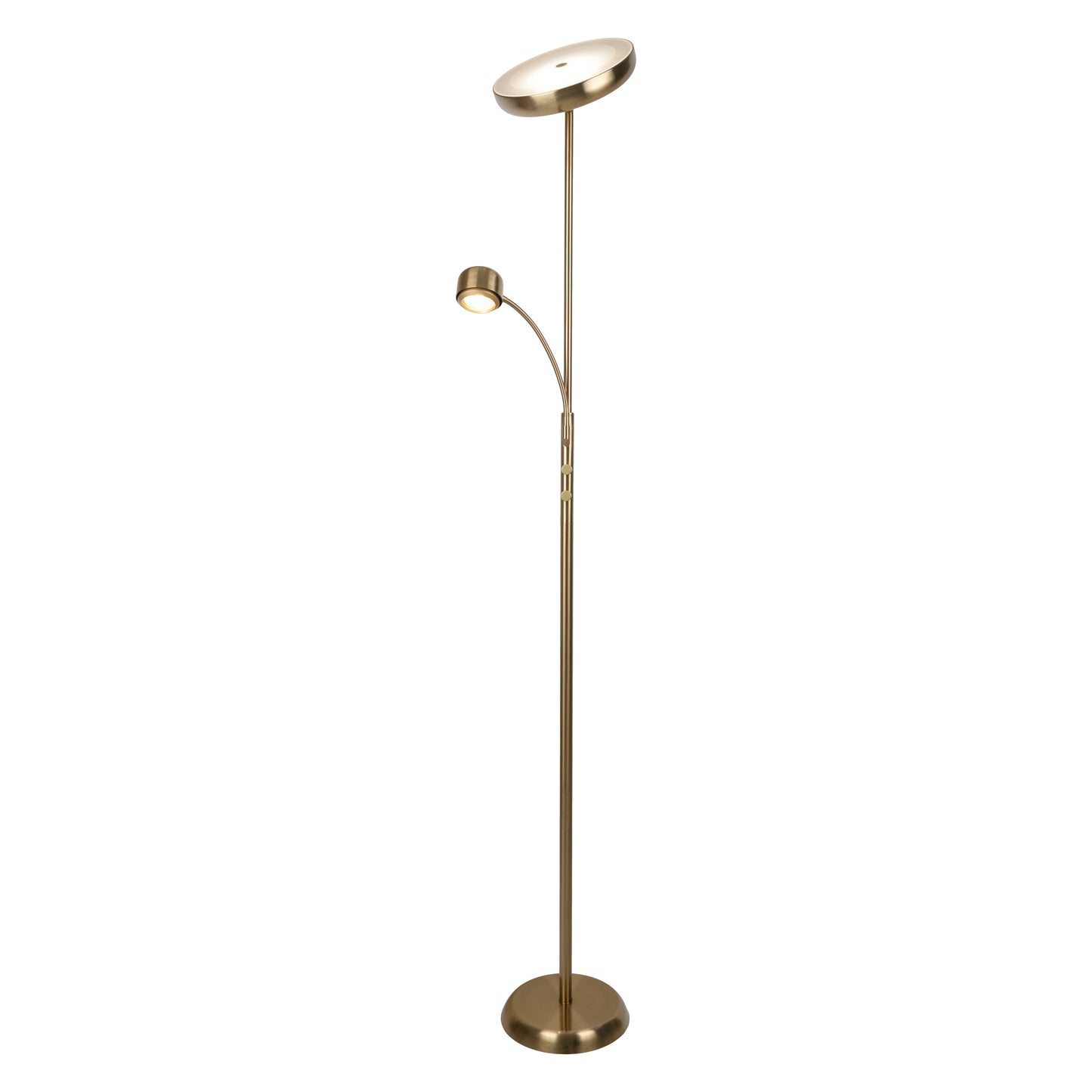 LED Stehleuchte "ROMIS" mit Lesearm H: 180cm messing matt