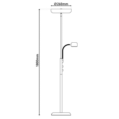 LED Stehleuchte "ROMIS" mit Lesearm H: 180cm messing matt