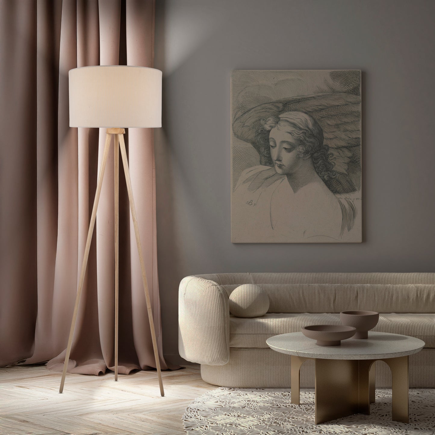 Stehleuchte "ARDITA" H: 152cm beige