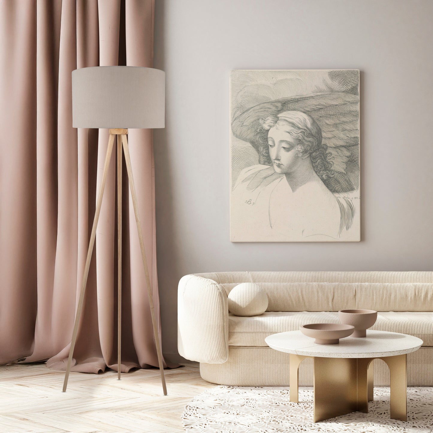 Stehleuchte "ARDITA" H: 152cm beige