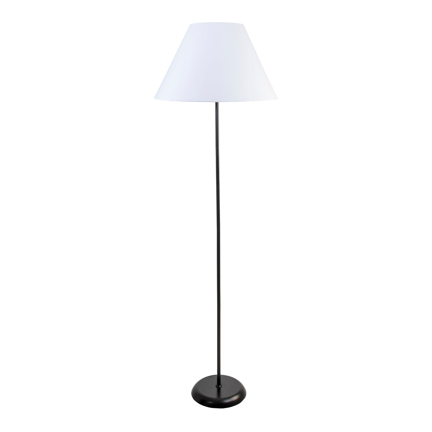 Stehleuchte - Stoffstehleuchte "JUNO" weiß h: 154cm, Stehlampe im Klassik Stil, aus Metall und Textilmaterial in weiß, 154 cm hoch, Ø 50 cm, E27-Fassung  Druckschalter