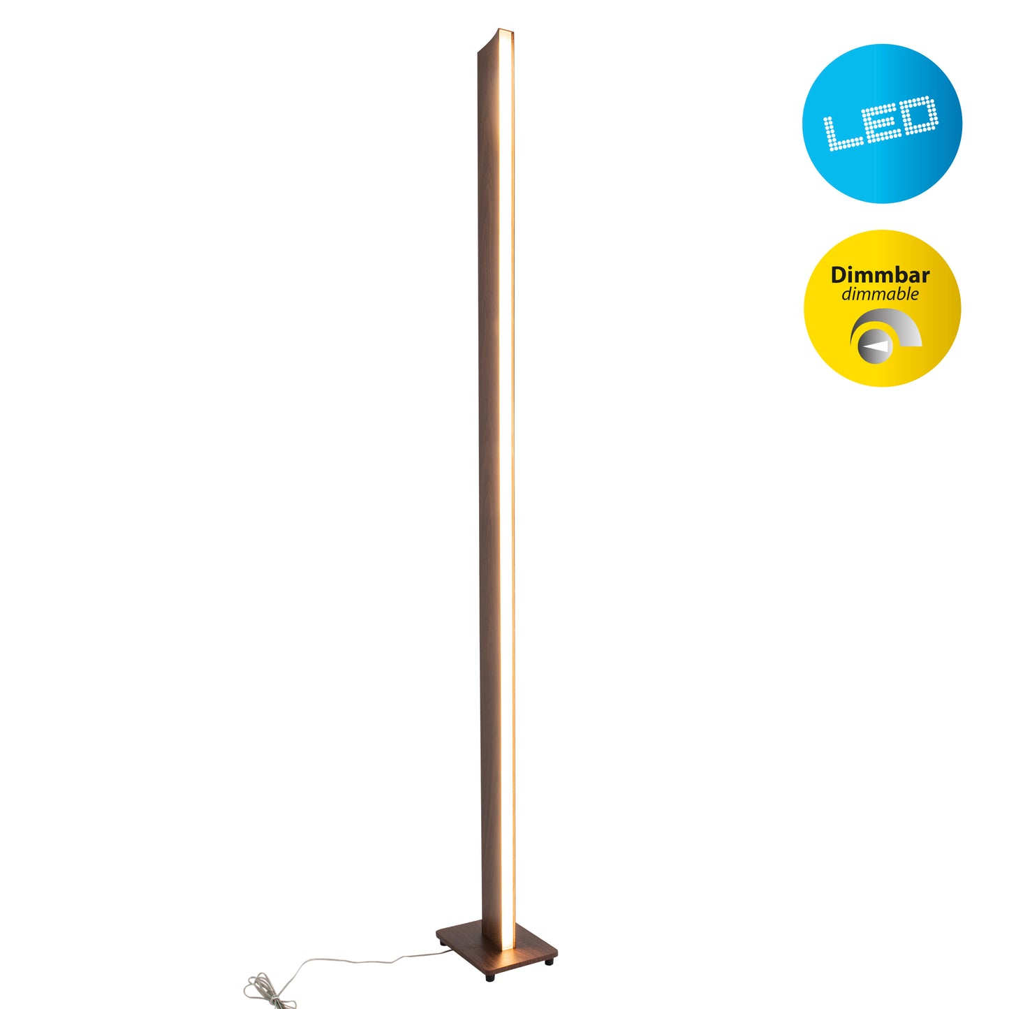 Stehleuchte - LED Stehleuchte "MADERA" h: 152cm natur, Stehlampe im Modern Style, ausMetall und Kunststoff in natur, 152 cm hoch, Maße 20 x 15 cm, inkl. LED  dimmbar  Schiebeschalter
