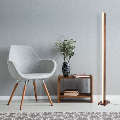 Stehleuchte - LED Stehleuchte "MADERA" h: 152cm natur, Stehlampe im Modern Style, ausMetall und Kunststoff in natur, 152 cm hoch, Maße 20 x 15 cm, inkl. LED  dimmbar  Schiebeschalter