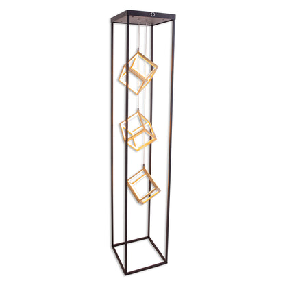 Stehleuchte - LED-Stehleuchte h: 140cm "TRIPOLIS", Stehlampe im Industrial Style, ausMetall und Kunststoff in schwarz, 140 cm hoch, Maße 26 x 26 cm, inkl. LED  dimmbar  Druckschalter