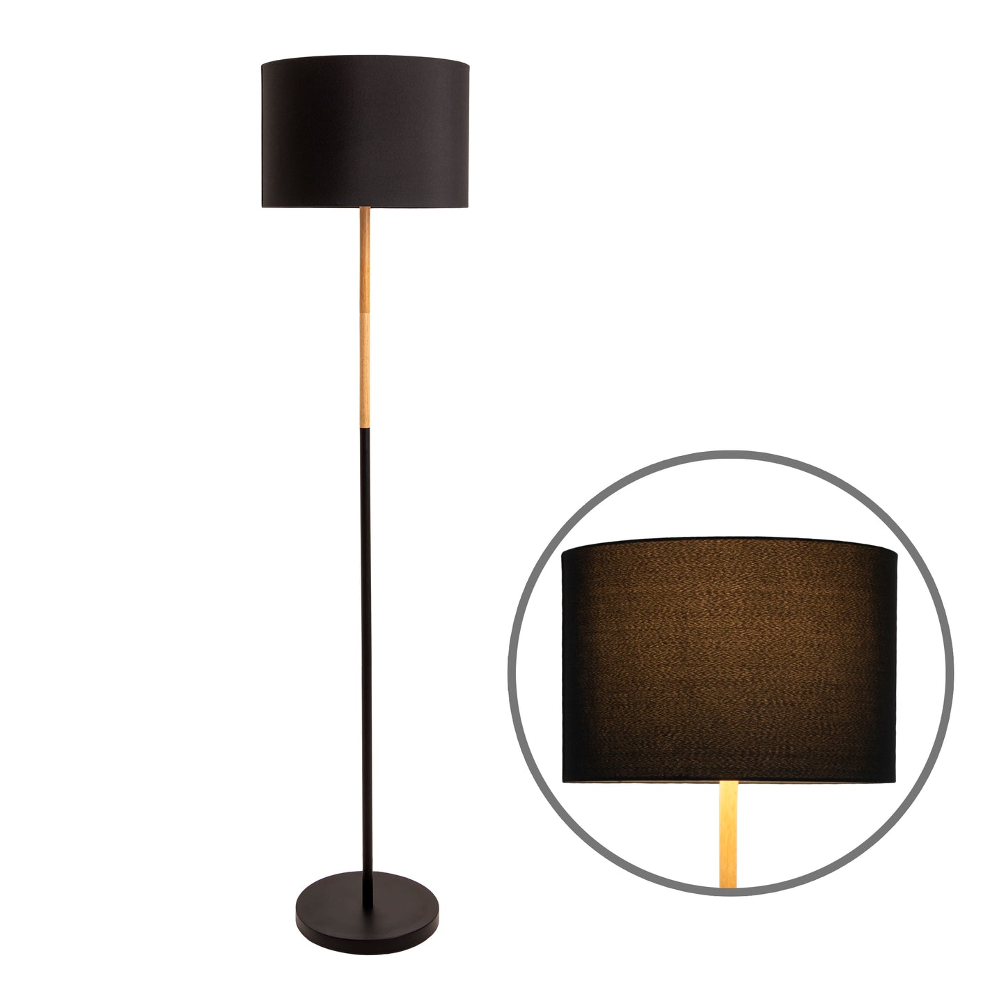 Textil-Stehleuchte "TESSILE" H:150cm schwarz