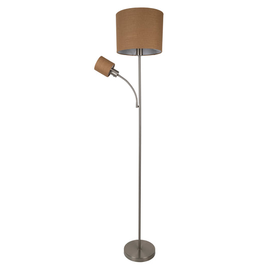 Stehleuchte "FILOMENA" H: 165cm nickel matt / braun