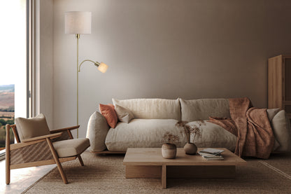 Stehleuchte "FILOMENA" H: 165cm beige / messing matt