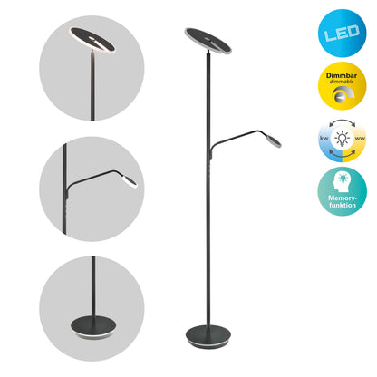 LED / CCT Stehleuchte "SAMIRO" inkl. Lesearm H: 180cm schwarz