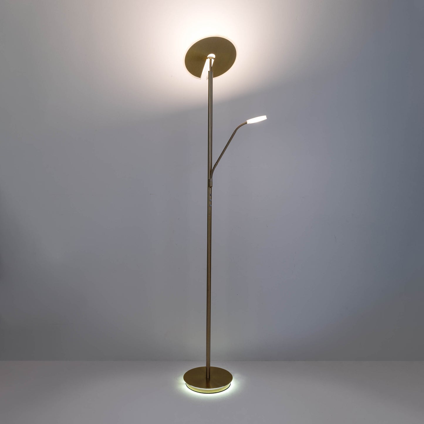 LED / CCT Stehleuchte "SAMIRO" inkl. Lesearm H: 180cm messing matt