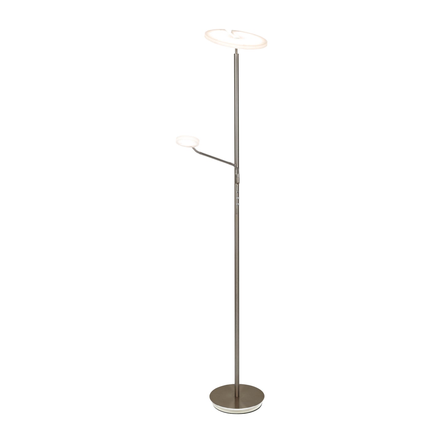 LED / CCT Stehleuchte "SAMIRO" inkl. Lesearm H: 180cm satiniert /stahl-blank