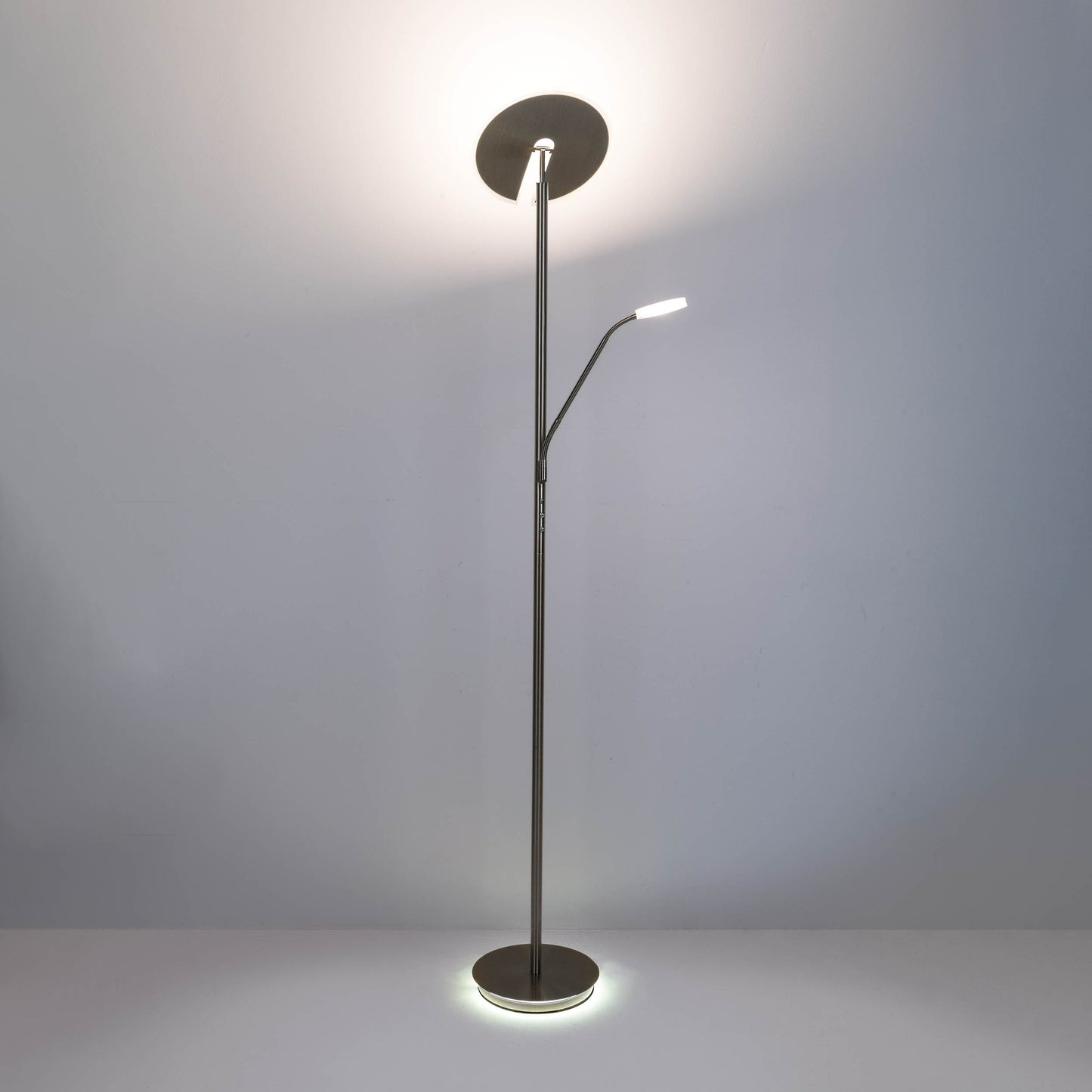 LED / CCT Stehleuchte "SAMIRO" inkl. Lesearm H: 180cm satiniert /stahl-blank