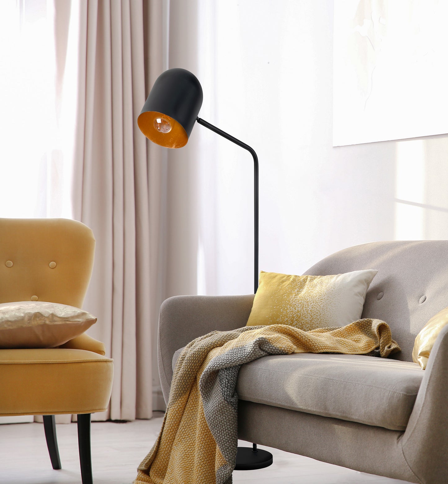 Stehleuchte "METAVION" H: 140cm schwarz/gold
