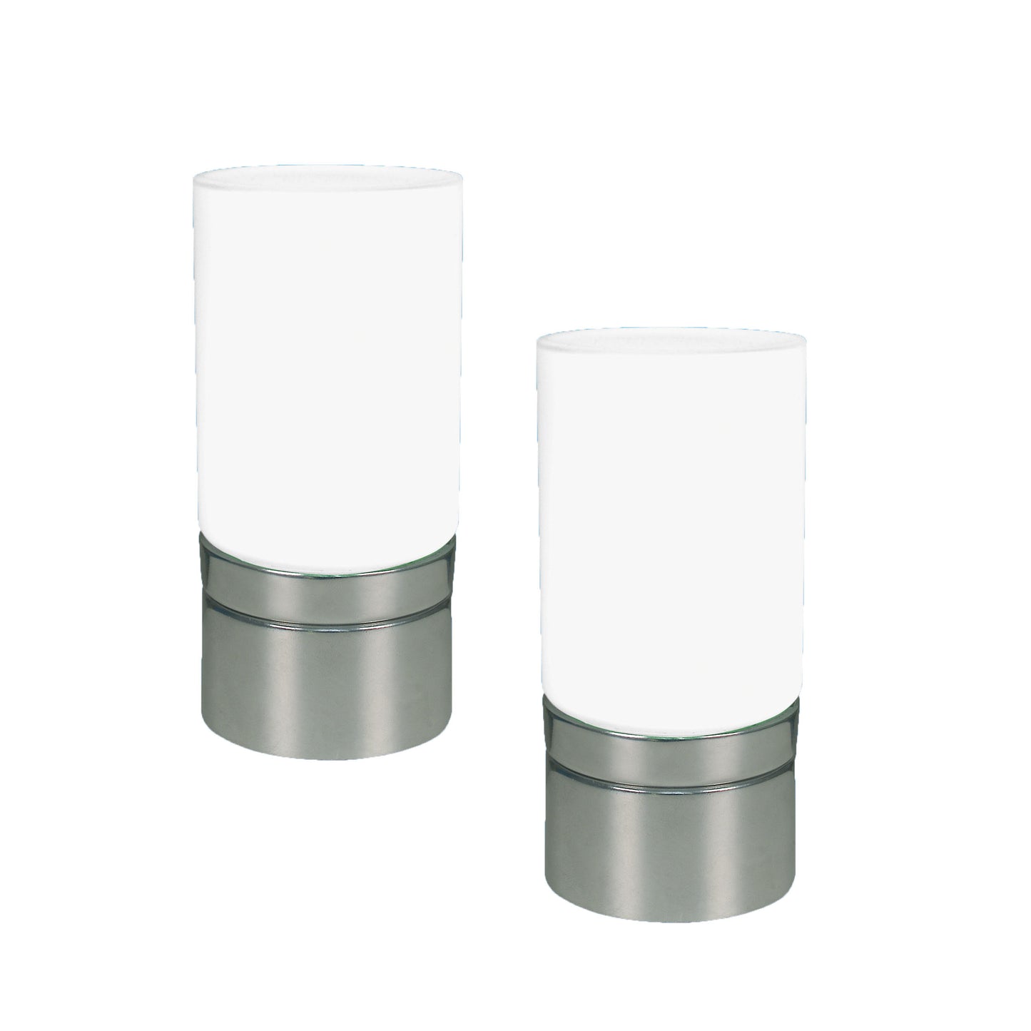 Tischleuchten - 2er-Set LED / RGB Glastischleuchte, Tischlampe im Modern Style, aus Kunststoff und Glas in weiß, 16 cm hoch, Ø 7,5 cm, inkl. LED  RGB-Farbwechsler  Schiebeschalter