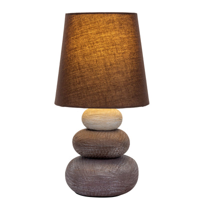 Keramik Tischleuchte "STONEY" H: 31cm braun