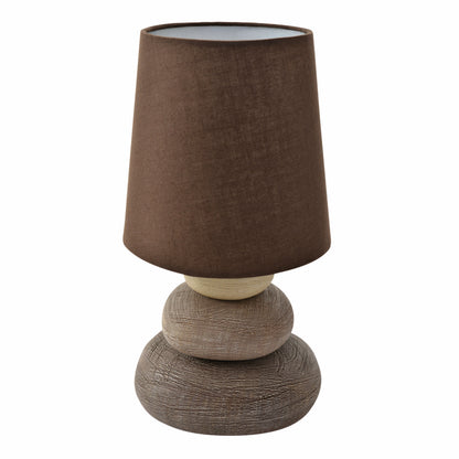 Keramik Tischleuchte "STONEY" H: 31cm braun