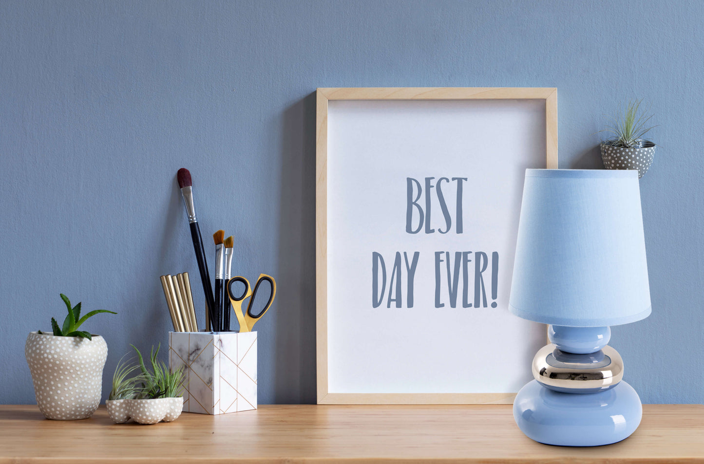 Keramik Tischleuchte "STONEY" H: 31cm blau