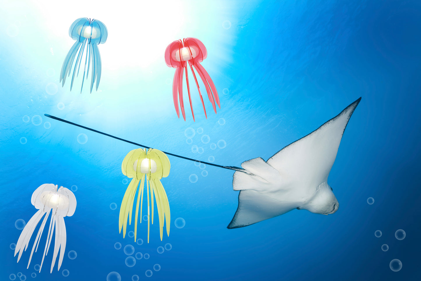 LED Tischleuchte "JELLYFISH" h:30cm türkis