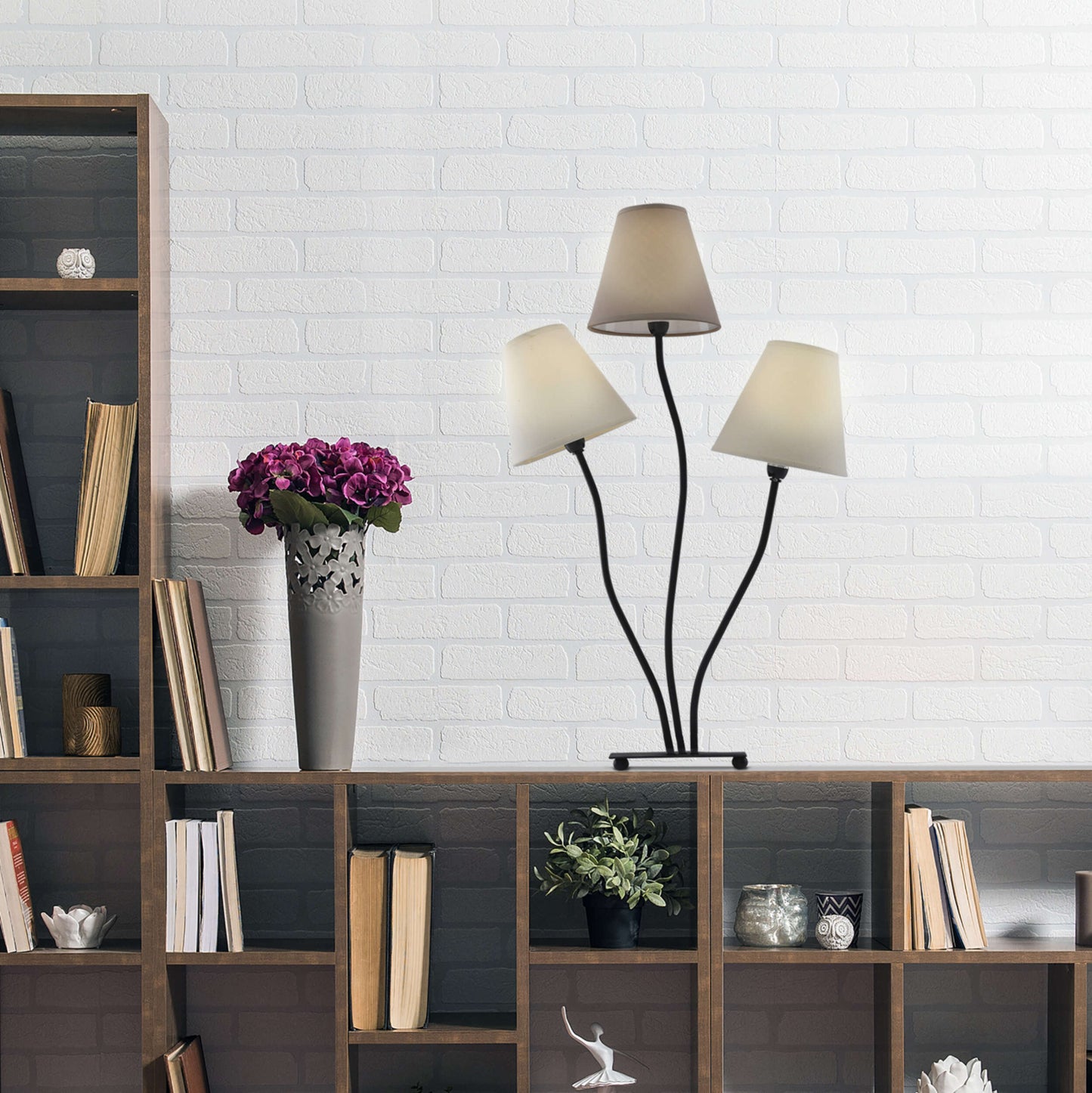 3er Tischleuchte "BOHO" H: 67cm beige