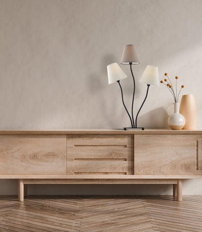 3er Tischleuchte "BOHO" H: 67cm beige
