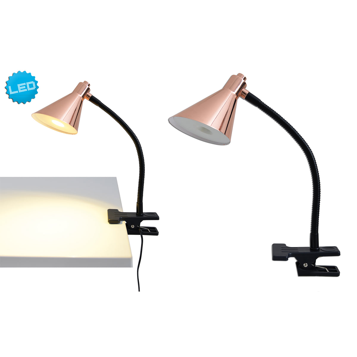 LED Klemm-/Tischleuchte "COPPER" H: 8,4cm kupfer