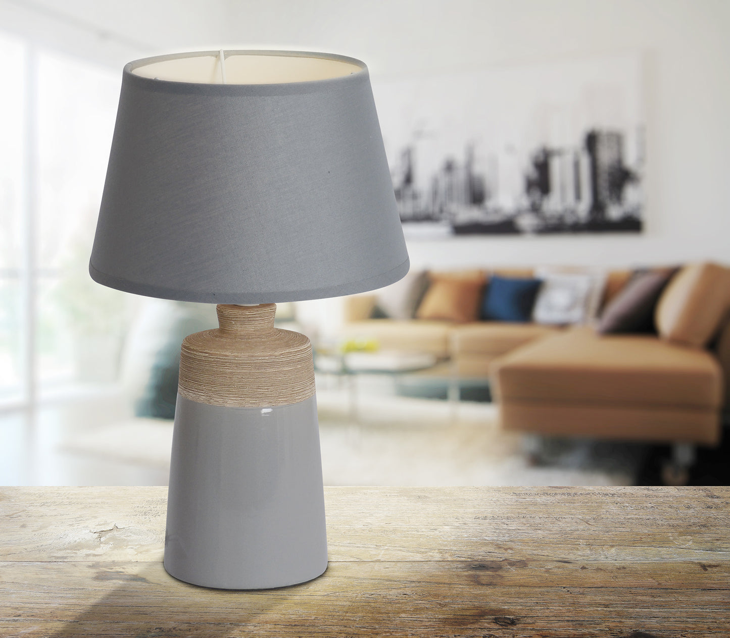 Keramik Tischleuchte "TALIA" H: 31cm grau