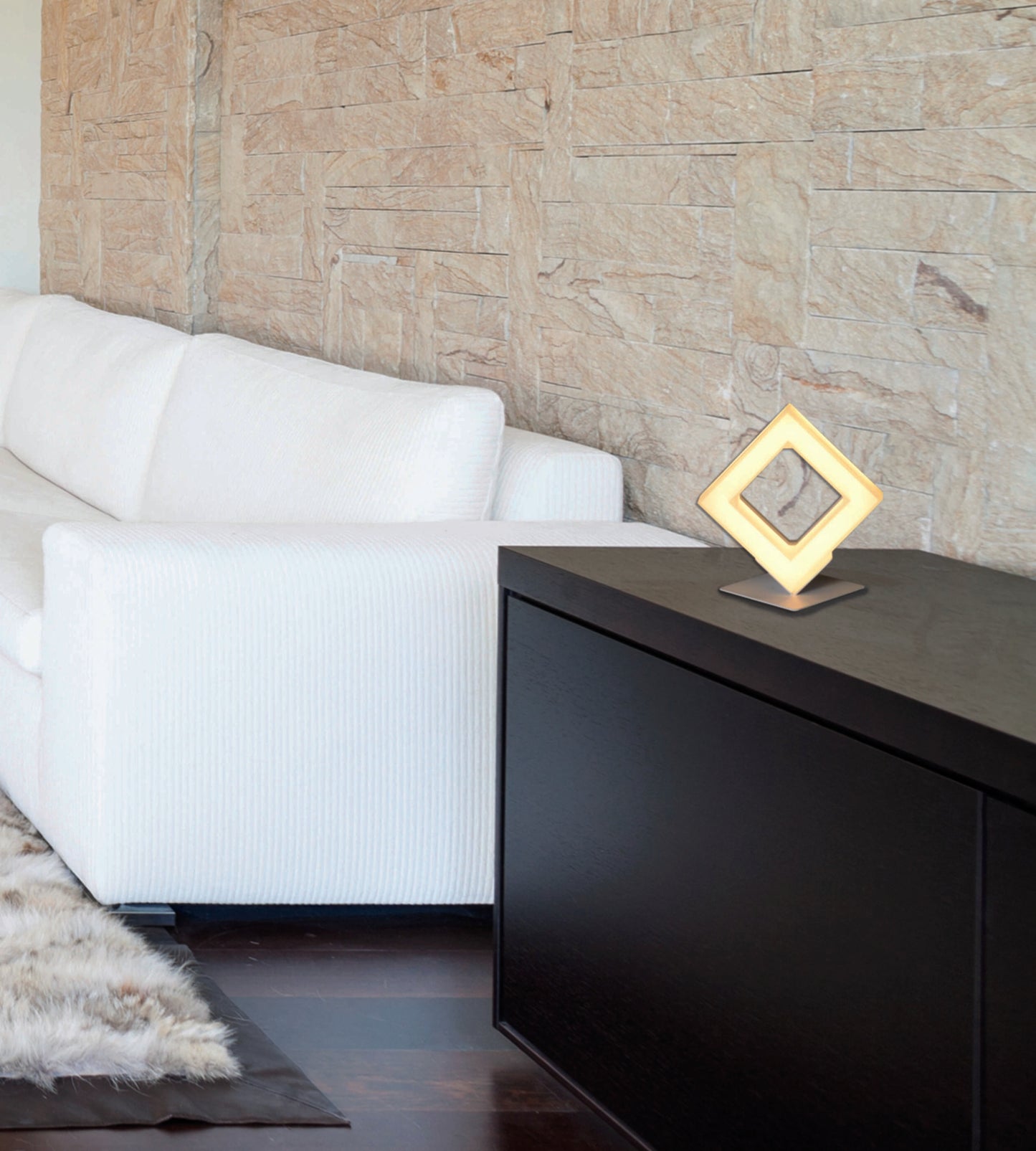 Tischleuchten - LED Tischleuchte "Moggi" h:18cm, Tischlampe im Design Style, ausMetall und Kunststoff in weiß, 18 cm hoch, Maße 17 x 14 cm, inkl. LED  Schnurschalter