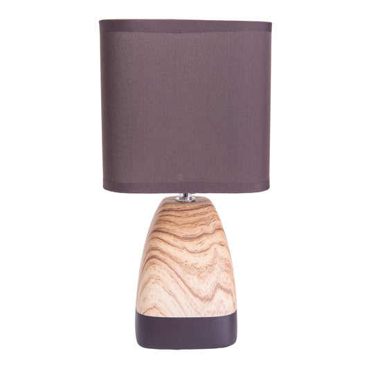 Tischleuchten - Keramiktischleuchte "DORIAN", Tischlampe im Natural Style, aus Keramik in braun, 31 cm hoch, Ø 15 cm, E14-Fassung  Schnurschalter