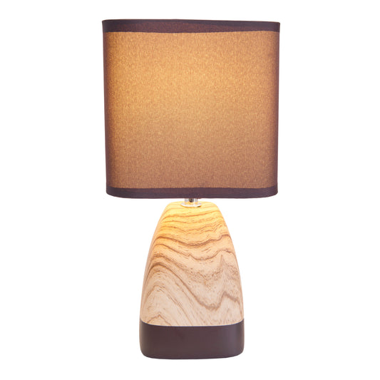 Tischleuchten - Keramiktischleuchte "DORIAN", Tischlampe im Natural Style, aus Keramik in braun, 31 cm hoch, Ø 15 cm, E14-Fassung  Schnurschalter