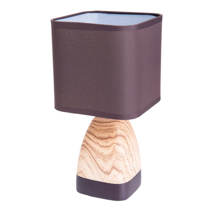Tischleuchten - Keramiktischleuchte "DORIAN", Tischlampe im Natural Style, aus Keramik in braun, 31 cm hoch, Ø 15 cm, E14-Fassung  Schnurschalter