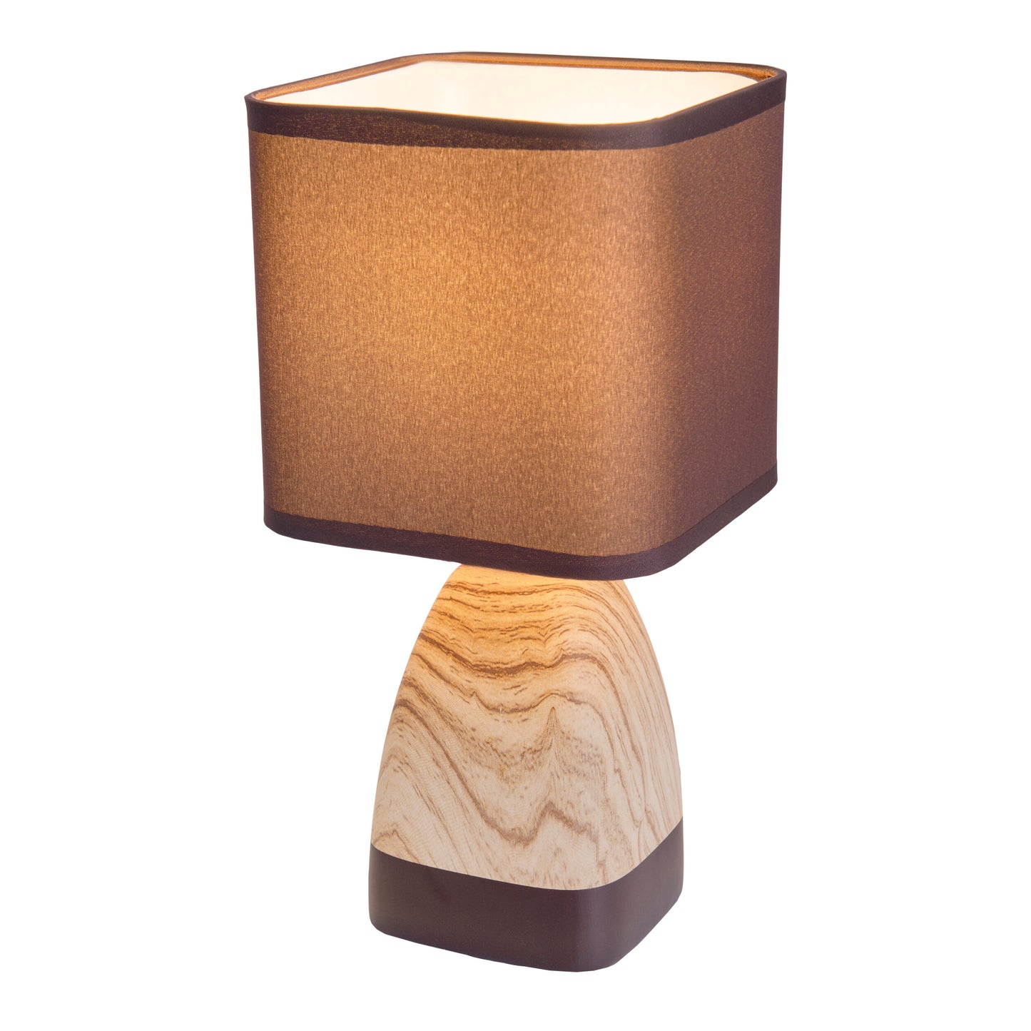 Tischleuchten - Keramiktischleuchte "DORIAN", Tischlampe im Natural Style, aus Keramik in braun, 31 cm hoch, Ø 15 cm, E14-Fassung  Schnurschalter