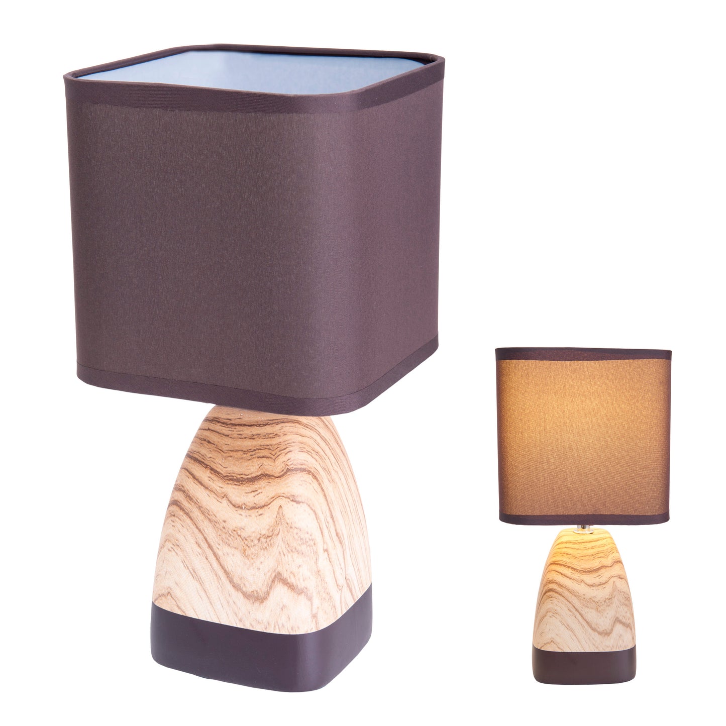 Tischleuchten - Keramiktischleuchte "DORIAN", Tischlampe im Natural Style, aus Keramik in braun, 31 cm hoch, Ø 15 cm, E14-Fassung  Schnurschalter