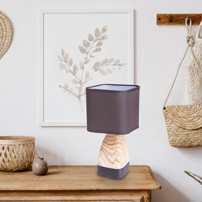 Tischleuchten - Keramiktischleuchte "DORIAN", Tischlampe im Natural Style, aus Keramik in braun, 31 cm hoch, Ø 15 cm, E14-Fassung  Schnurschalter