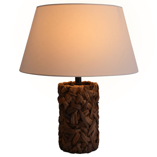 Tischleuchten - Korb-Tischleuchte "Josi", Tischlampe aus Metall und Naturmaterialien in natur, 42 cm hoch, Ø 35 cm, E27-Fassung