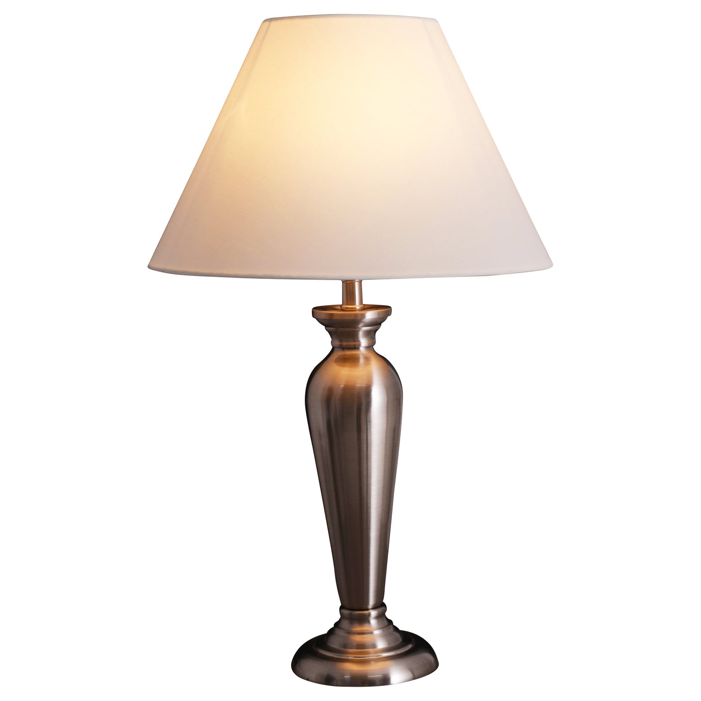 Tischleuchten - Metall-Tischleuchte h: 48,5cm "Josi", Tischlampe im Landhaus Stil, aus Metall und Textilmaterial in beige, 48,5 cm hoch, Ø 30 cm, E27-Fassung  Schnurschalter