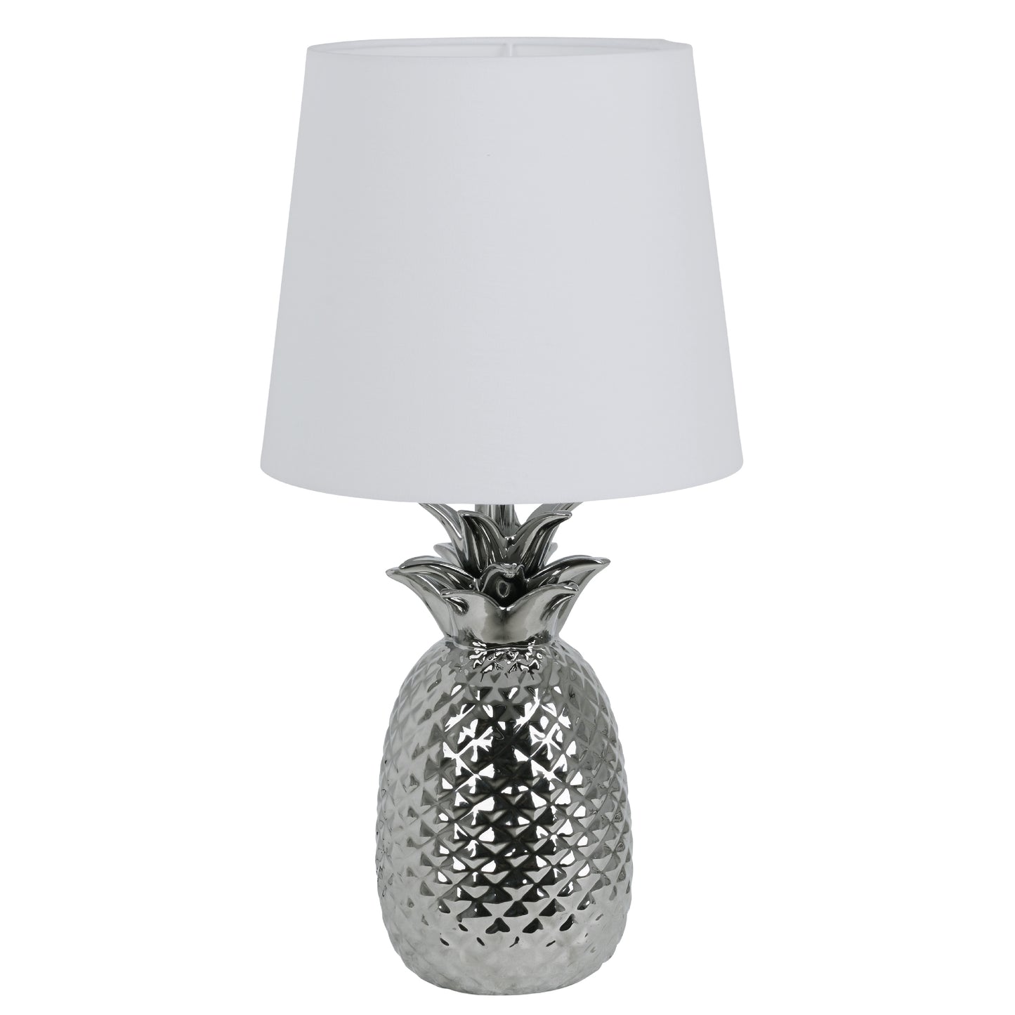 Keramik Tischleuchte "ANANAS" H: 45cm weiß / chrom