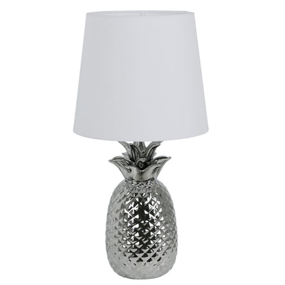 Keramik Tischleuchte "ANANAS" H: 45cm weiß / chrom