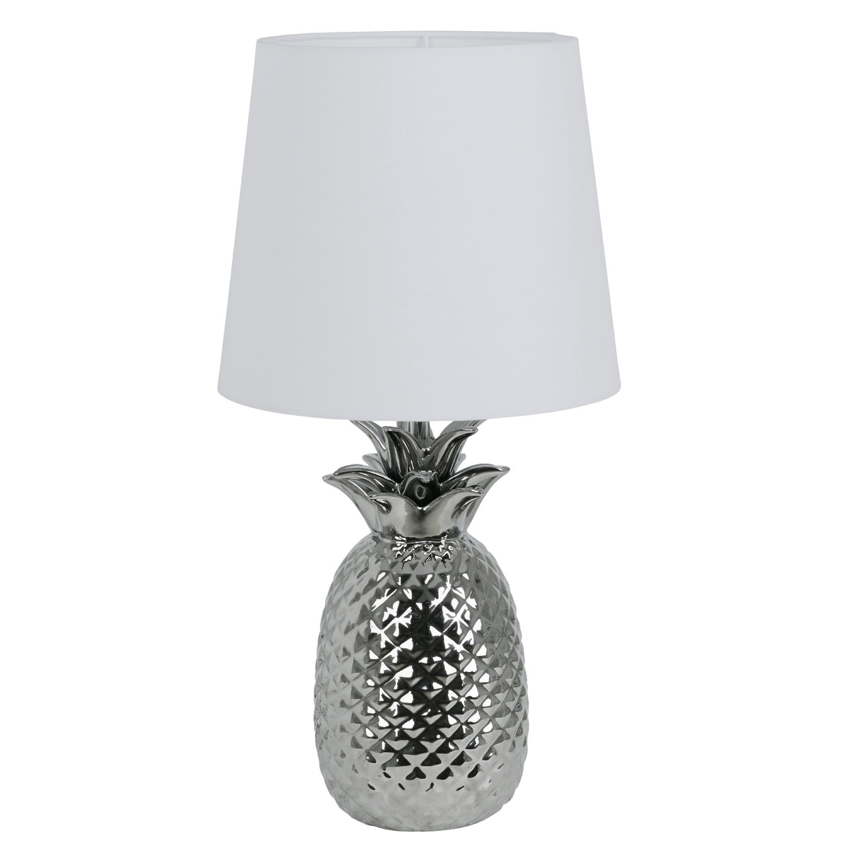 Keramik Tischleuchte "ANANAS" H: 45cm weiß / chrom