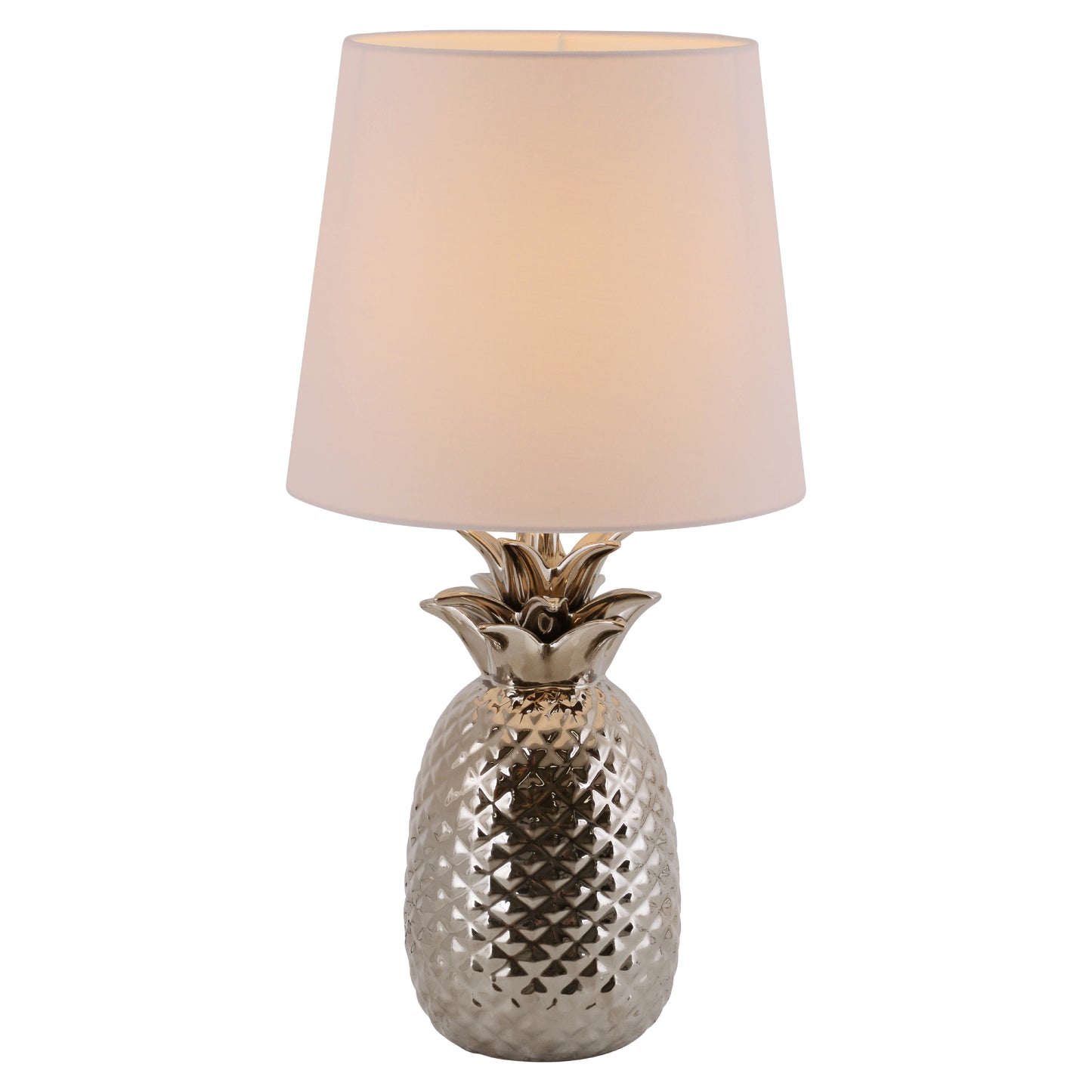 Keramik Tischleuchte "ANANAS" H: 45cm weiß / chrom
