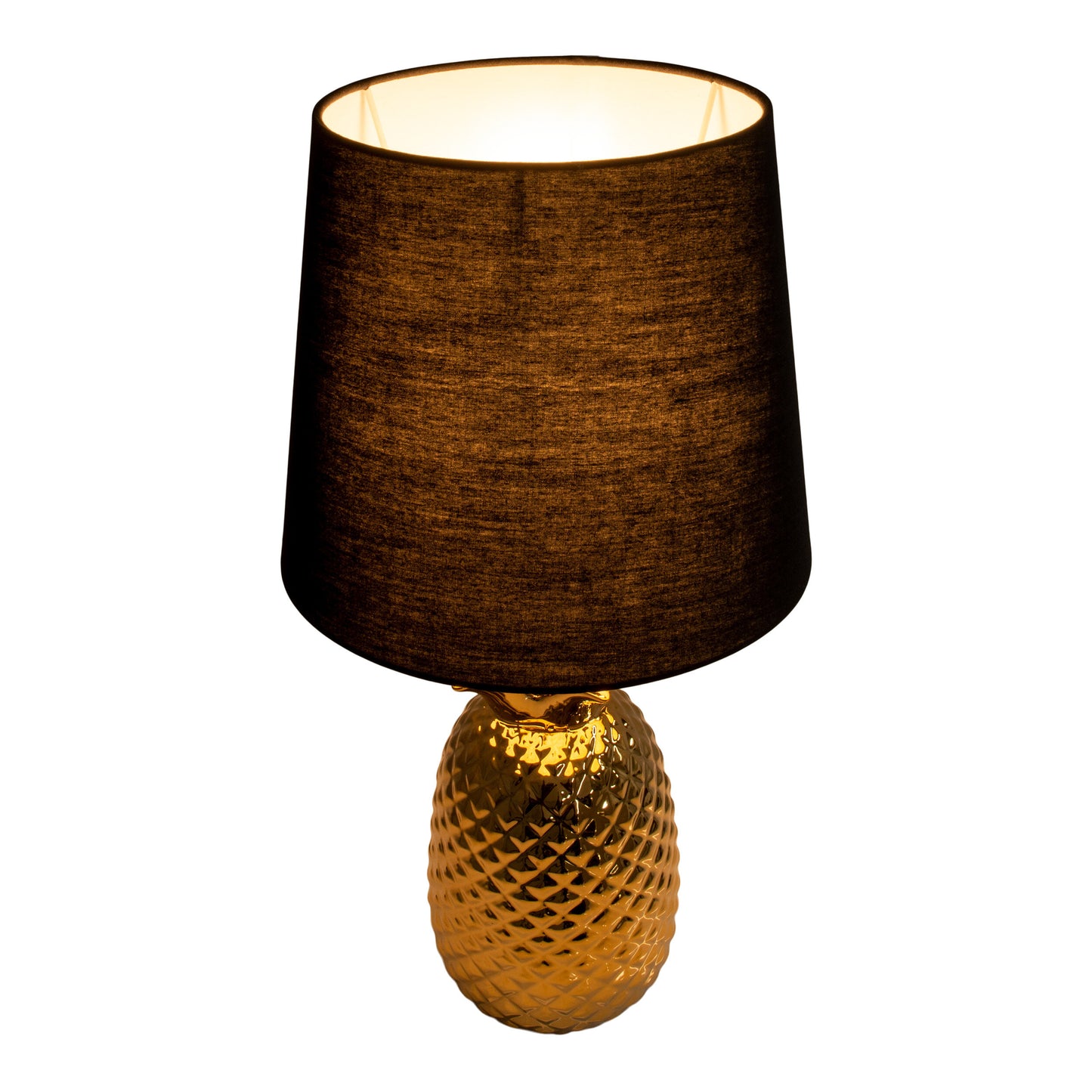 Keramik Tischleuchte "ANANAS" H: 45cm schwarz / gold