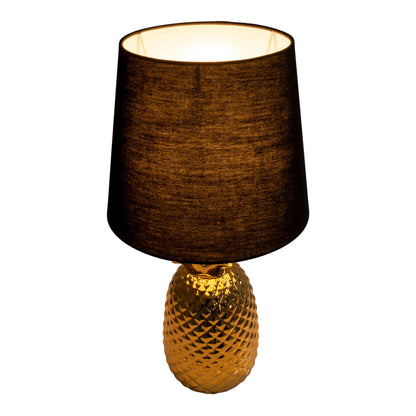 Keramik Tischleuchte "ANANAS" H: 45cm schwarz / gold