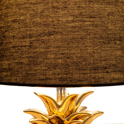 Keramik Tischleuchte "ANANAS" H: 45cm schwarz / gold