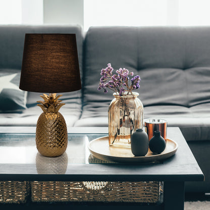 Keramik Tischleuchte "ANANAS" H: 45cm schwarz / gold