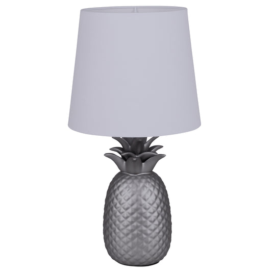 Keramik Tischleuchte "ANANAS" H: 45cm weiß / silbermatt