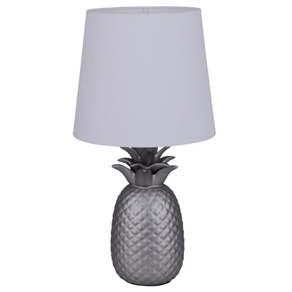 Keramik Tischleuchte "ANANAS" H: 45cm weiß / silbermatt