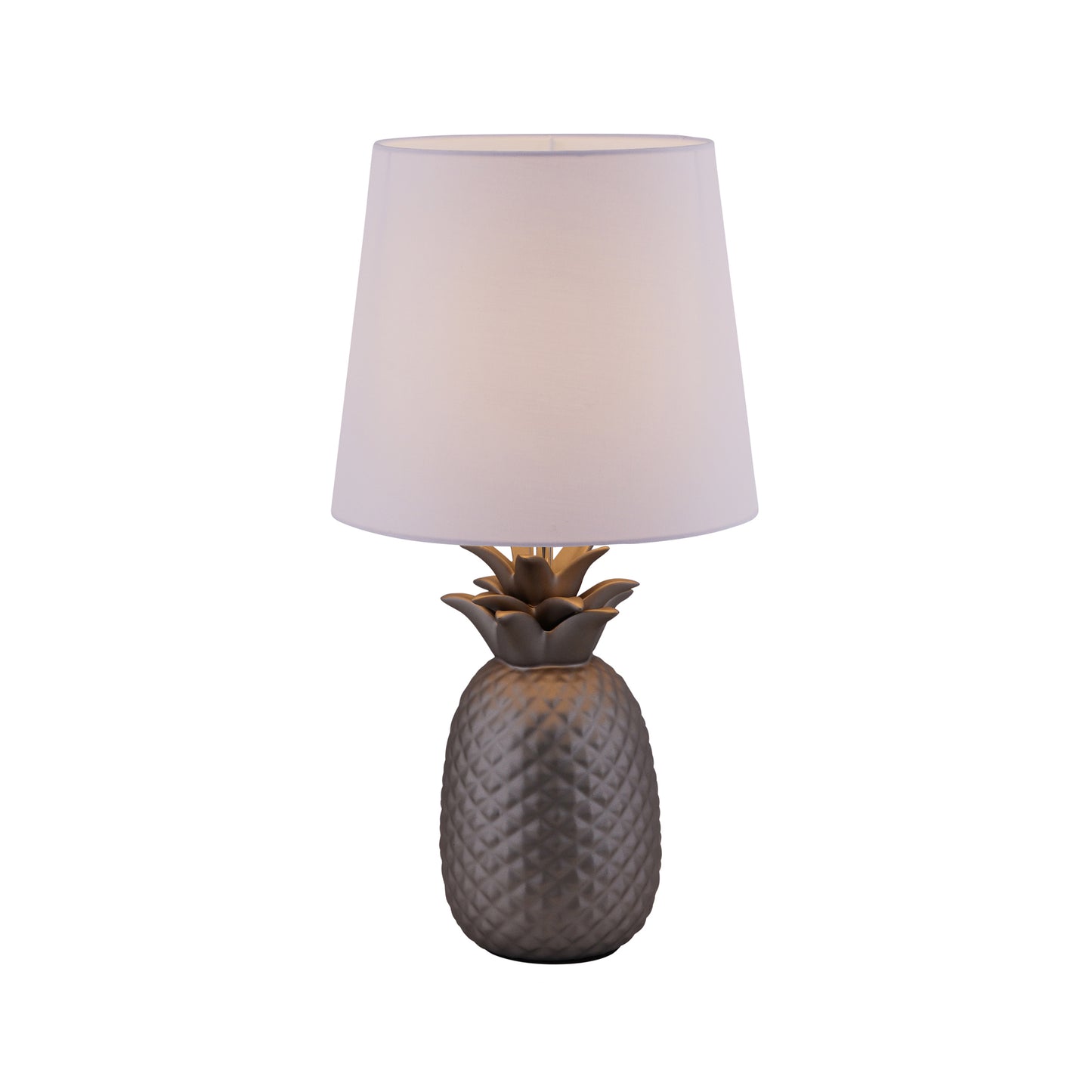 Keramik Tischleuchte "ANANAS" H: 45cm weiß / silbermatt