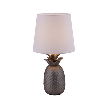 Keramik Tischleuchte "ANANAS" H: 45cm weiß / silbermatt