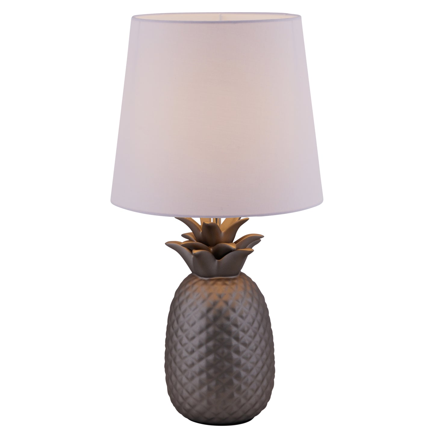 Keramik Tischleuchte "ANANAS" H: 45cm weiß / silbermatt