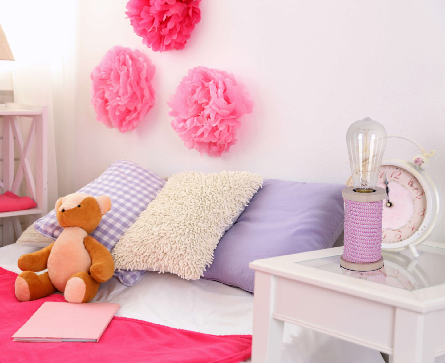 Tischleuchte "MAX" H: 12cm pink/weiß