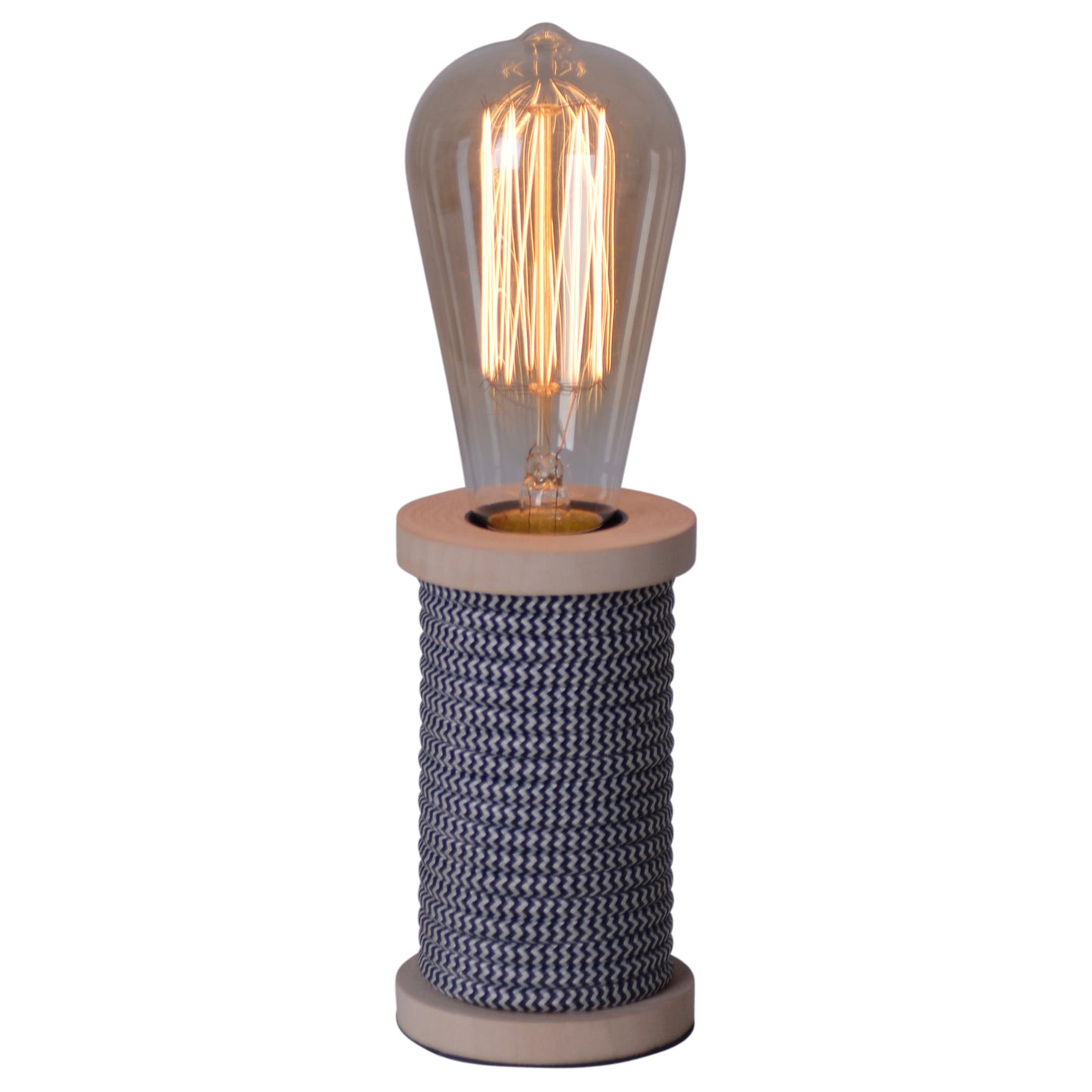 Tischleuchten - LED Tischleuchte "MAX" incl. Leuchtmittel schwarz/weiß h: 12cm, Tischlampe im Industrial Style, aus Metall und Naturmaterialien in schwarz, 12 cm hoch, Ø 7 cm, E27-Fassung  Schnurschalter